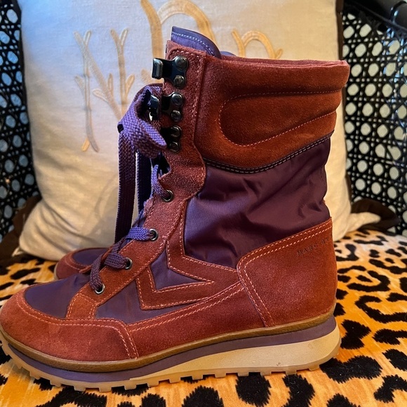 MARC BY MARC JACOBS Lace Up Boots Suede Boots Purple and Orangish Brown Goretex - Picture 4 of 12